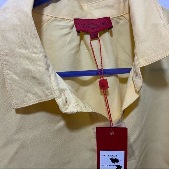 New Lior Luxe yellow  crinkle button down top - Picture 3 of 12
